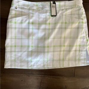 IZOD Golf Skort White Green Plaid Size 12 Stretch Athletic Perform XCool NWT $58